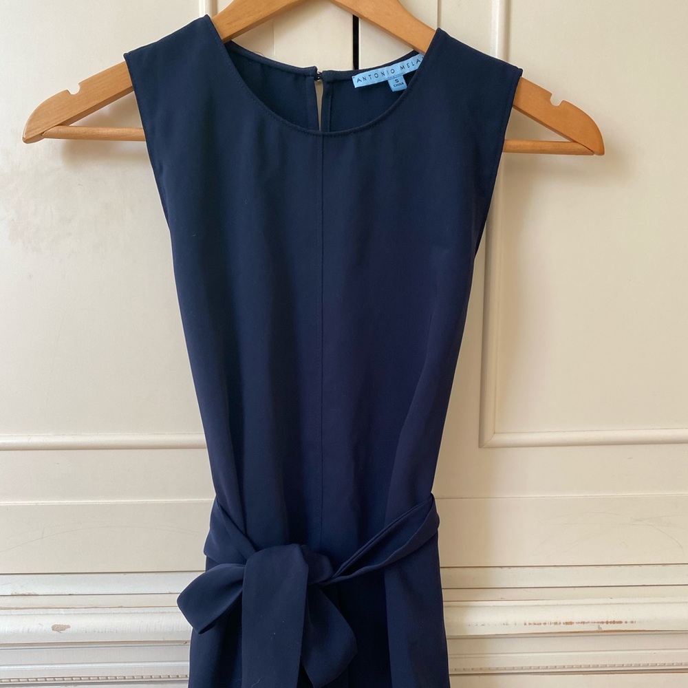 Antonio Melani navy wrap sleeveless blouse